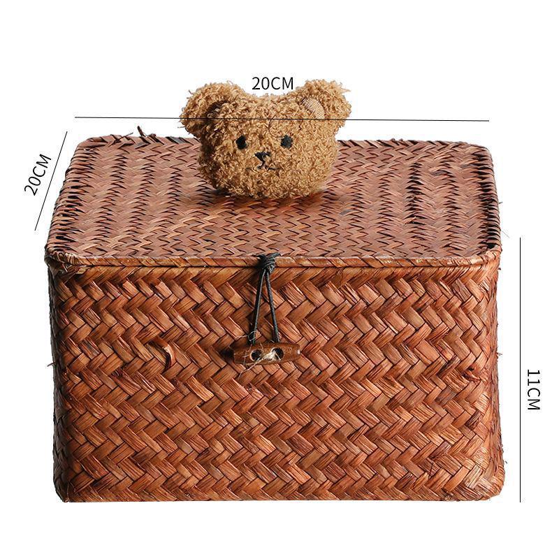 Woven Sea Vine & Bamboo Rectangle Snack Storage Basket