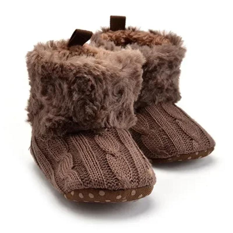 2025 New Winter Baby Snow Boots Knitted Warm Plush Newborn Little Girls Boys Shoes Non-slip Fashion Toddler Girls Boots