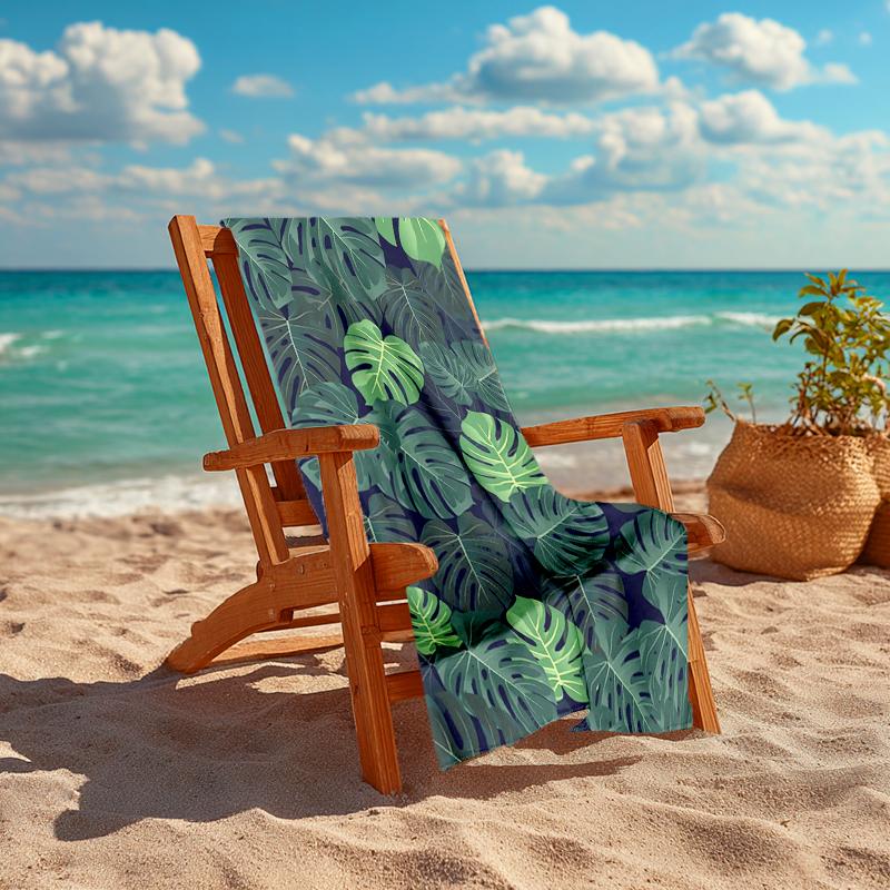1Pc Tropical Leaf Beach Towel, Quick Dry, Multi-Use for Beach Pool Gym Yoga Home Travel, Christmas, Halloween, Xmas Gift M928204