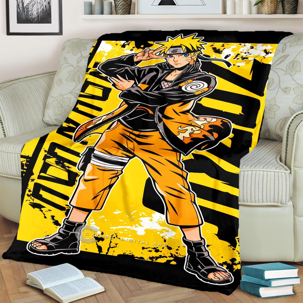 Anime-Naruto Print Blanket Warm Comfortable Flannel Blanket for Bedrooms, Sofas, Beds, Chairs, Picnics, Travel -LXR54
