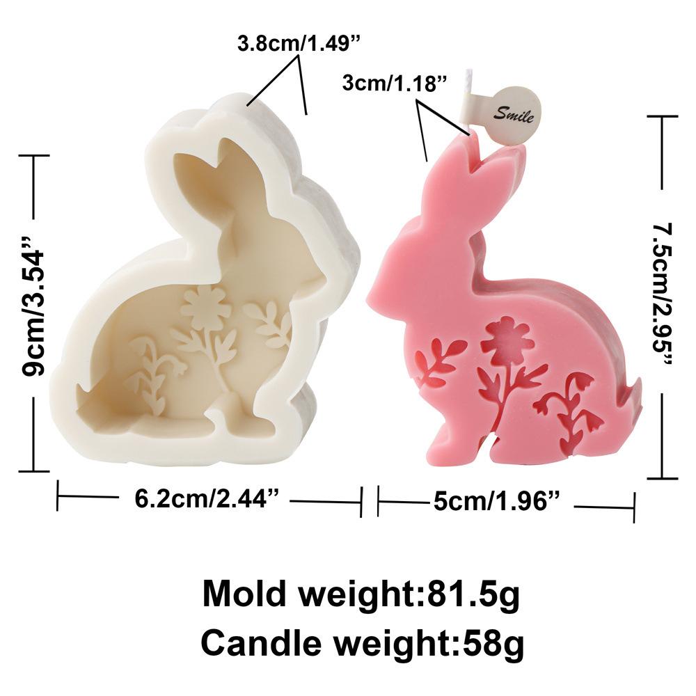 2D Flower Rabbit Candle Silicone Mold Relief Plant Flower Candle Mold Easter Rabbit Cake Chocolate Silicone Mold Soap Molds