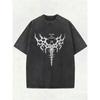 Dunkles Gothic Street Washed Y2K T-Shirt für Herren Sommer Neu Lässig Unisex T-Shirt