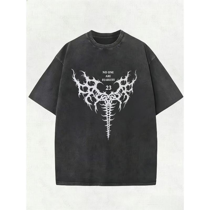 Dark Gothic Street Washed Y2K T-shirt for Men s Summer New Casual Unisex T-shirt M