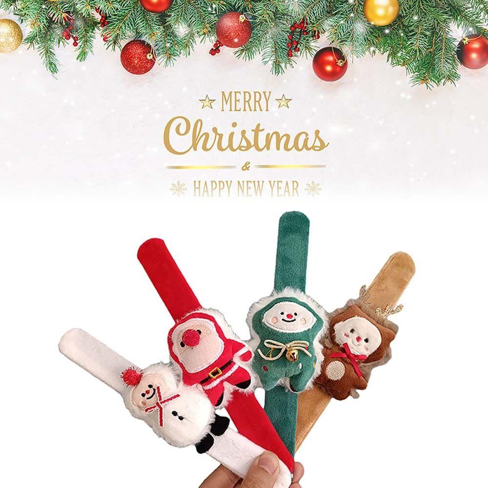 Snowman Santa Wristband With Clap Circle Elk Slap Bracelets Christmas Gifts