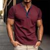 Men's Short Sleeved Lapel Collar T-shirt Casual Round Neck Top