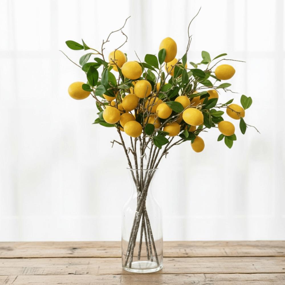 Luxury Artificial Lemon Branch Green Leaves Simulation Fruit Tree  Holiday Party Wedding