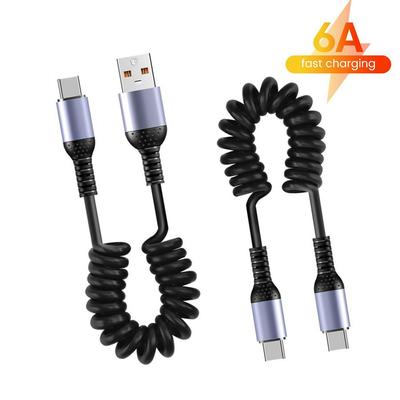 25 cm bis 1 m Auto-Federdatenkabel 6A Kurzes Schnellladekabel USB C auf USB C-Kabel für iPhone15 Huawei Xiaomi Samsung Typ C-Kabel