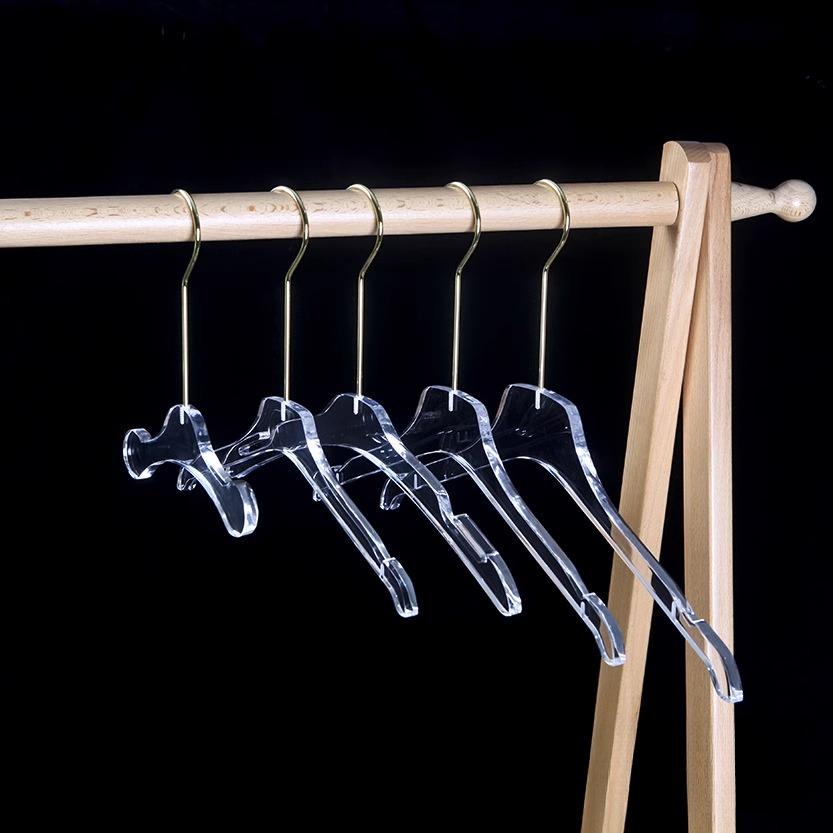 Acrylic Clothes Hanger Transparent Crystal Luxury Children's Women's Clothing Hanger Pants Clip for Clothing Store