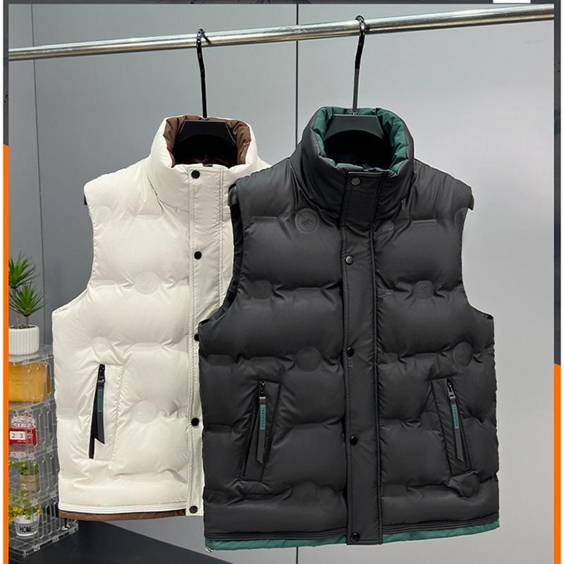 Men's Stand Collar Vest Solid Color Sleeveless Jacket Autumn Winter Casual Waistcoat Bodywarmer Plus Size Outdoor Wear