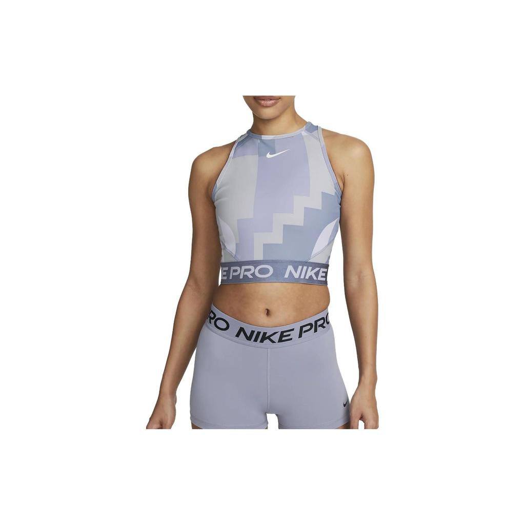 Nike Pattern Logo Print Sleeveless Short Round Neck Tank Top Women Tops Purple FD0954-536