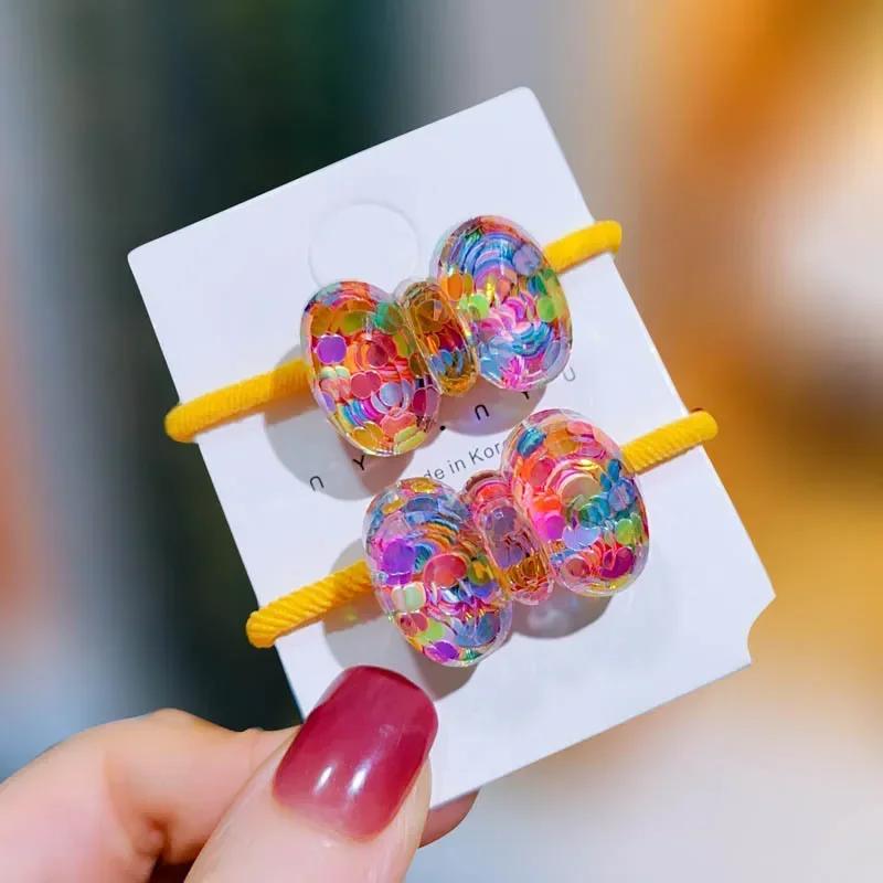 Koreanische Kinder Pailletten Floral Elastische Haarbänder Gummiband Haargummi Prinzessin Kawaii Haarseil Kopfbedeckung Mädchen Haarschmuck
