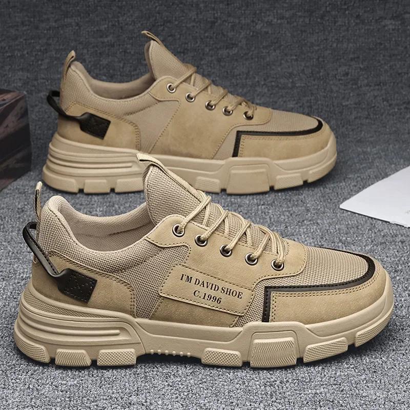 Men's Shoes Trend Mesh Casual Shoes for Men Trend Lace Up Man Sneakers Platform Working Men's Ankle Boots Zapatillas De Hombre