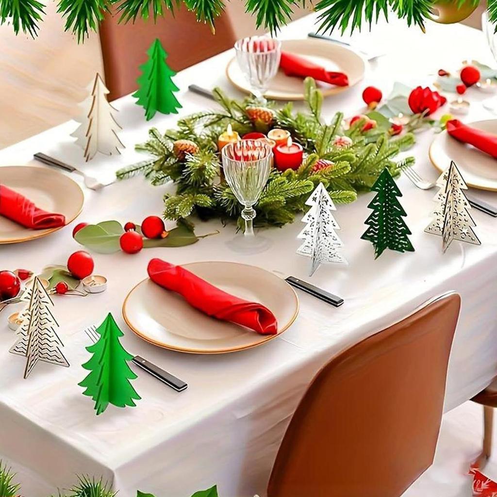 Christmas Tree Craft 3D Unfinished Ornaments DIY Wood Tree Cutout With Colored Markers Set For Kids Adults Winter Holiday