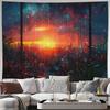 Cyberpunk City Sunset Neon Rain Wall Tapestry Machine Washable All Season Decor Art Print Futuristic Urban Design Home Nontoxic