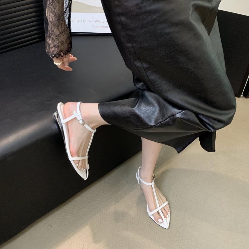 2025 Spring and Autumn New Fashion Versatile Roman Style Temperament Celebrity Open-toed Sandals Women's Simple Low Heel Wedge Heel