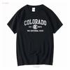 Colorado Flagga Semester Souvenir Berg Dam eller Herr Rundhalsad T-shirt lång kort ärmar vintage Tvättad Andningsbar Casual