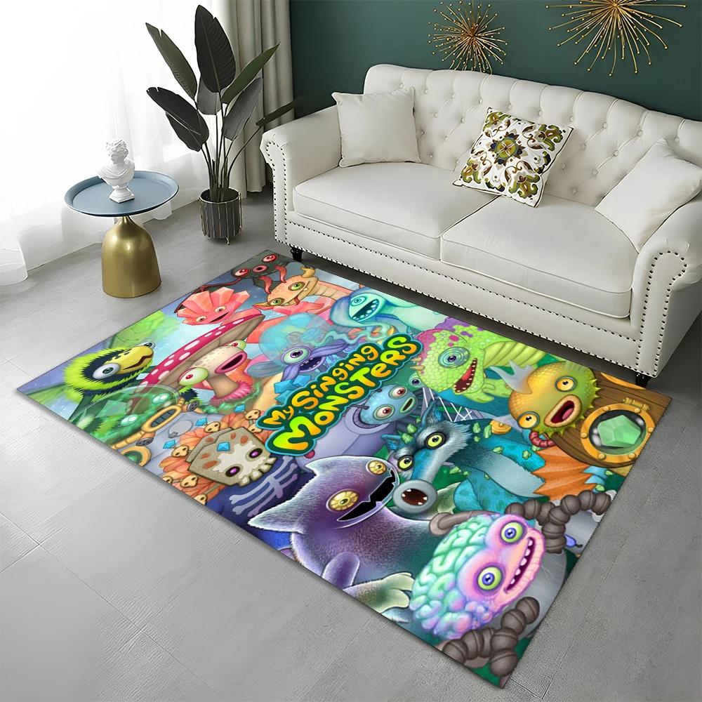 Tappeto Cartoon 3D My Singing Monsters Videogioco per Casa Soggiorno Camera da Letto Divano Zerbino Decorazione, Tappeto per Area Tappetino Antiscivolo per Pavimento