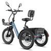 Triciclo Eléctrico de Carga FAFREES F20 Mate II para Personas Mayores, Batería Extraíble de 48V 25Ah, Cestas Delantera y Trasera