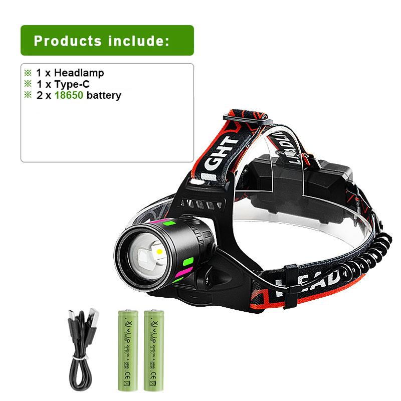 Rechargeable LED Headlamp High Lumens Head LED Front Flashlight Most Powerful Long Range Headlight Outdoor Fishing Camping Lights