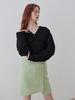 BIBYSEOB Diagonal Tweed Skirt Yellow Green [T21]