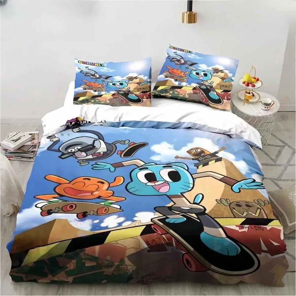 New Carton The Amazing World Gumbal Beding Set Bedrom Soft Modern Bedspreads Comefortable Soft Duvet Cover Comfortable Quilt Cover Pilowcase