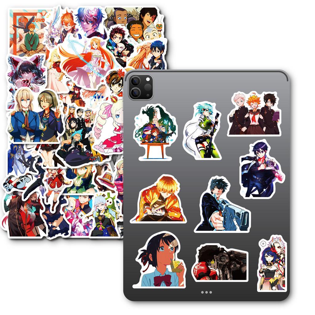 50 Japanese Anime Style Stickers Mixed Suitcase Flat Car Stickers Animation Graffiti Stickers