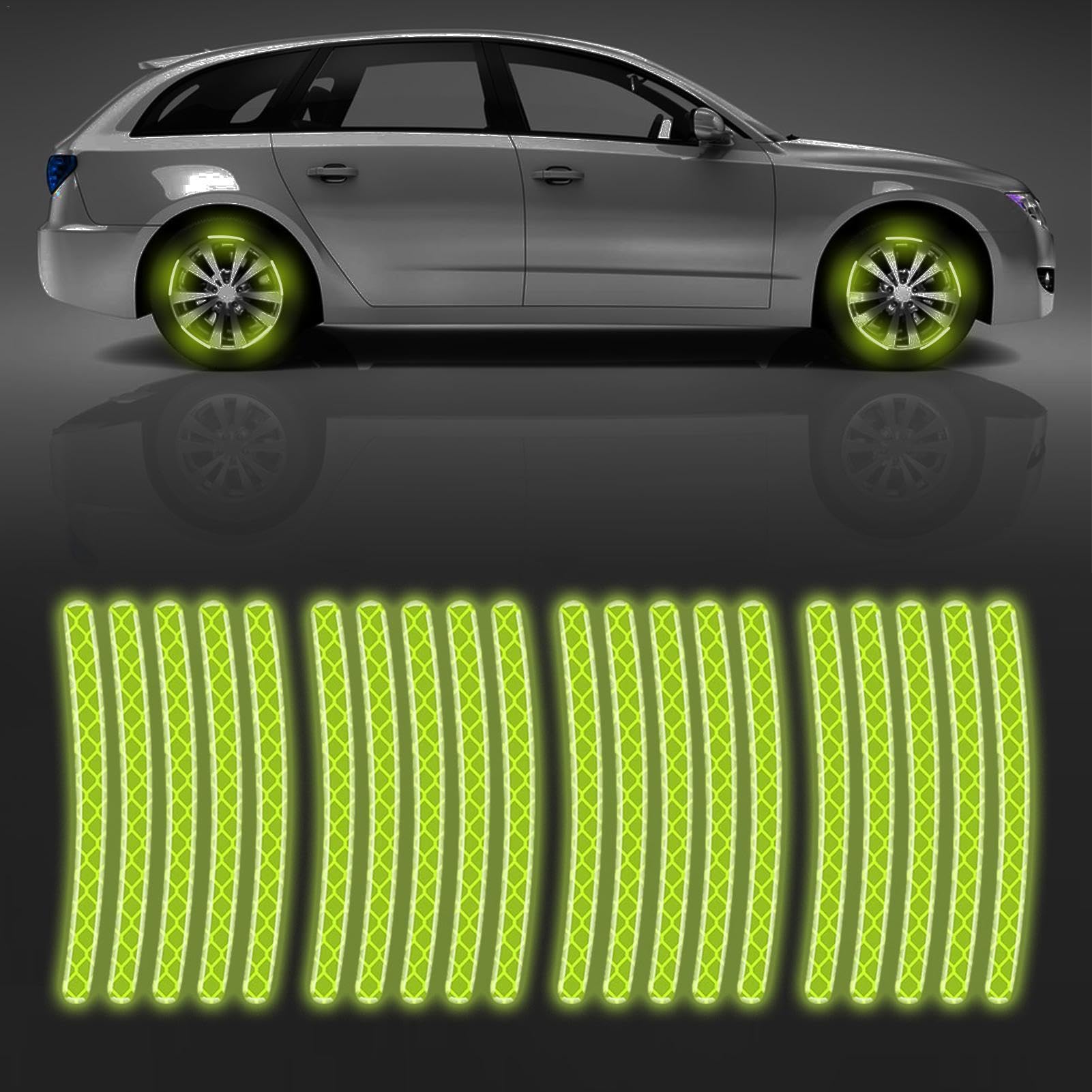 

Reflective Car Wheel Sticker,Reflective Exterior Accessories Decoration Decal | Night Reflective Car Wheel Safety Please refer to the description зелёный