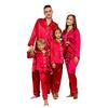 2Pcs/Set Christmas Pajamas Set Family Matching Xmas Pajamas Set Solid Color Smooth Fabric Festive Family Sleepwear
