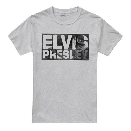 Elvis Presley Unisex Adult Block Letters Heather T-Shirt