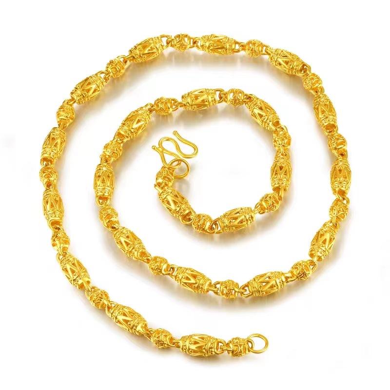 Men s olive round bead hollow car flower necklace copper alloy live broadcast jewelry