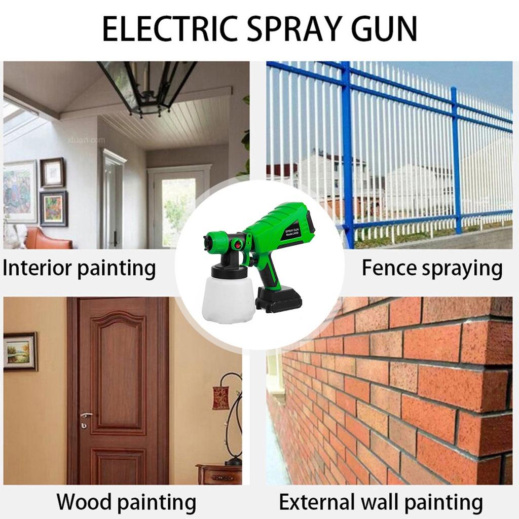 Cordless Electric Paint Sprayer Spray Guns 2 Batteries Airbrush Nozzle Adjustable Car Spraying 800W for 18V Battery 1000ml