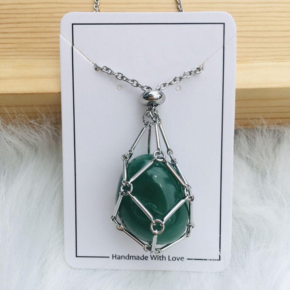 New Adjustable Crystal Net Metal Necklace for Women Men Stone Collecting Holder Interchangeable Crystal Holder Cage Necklace