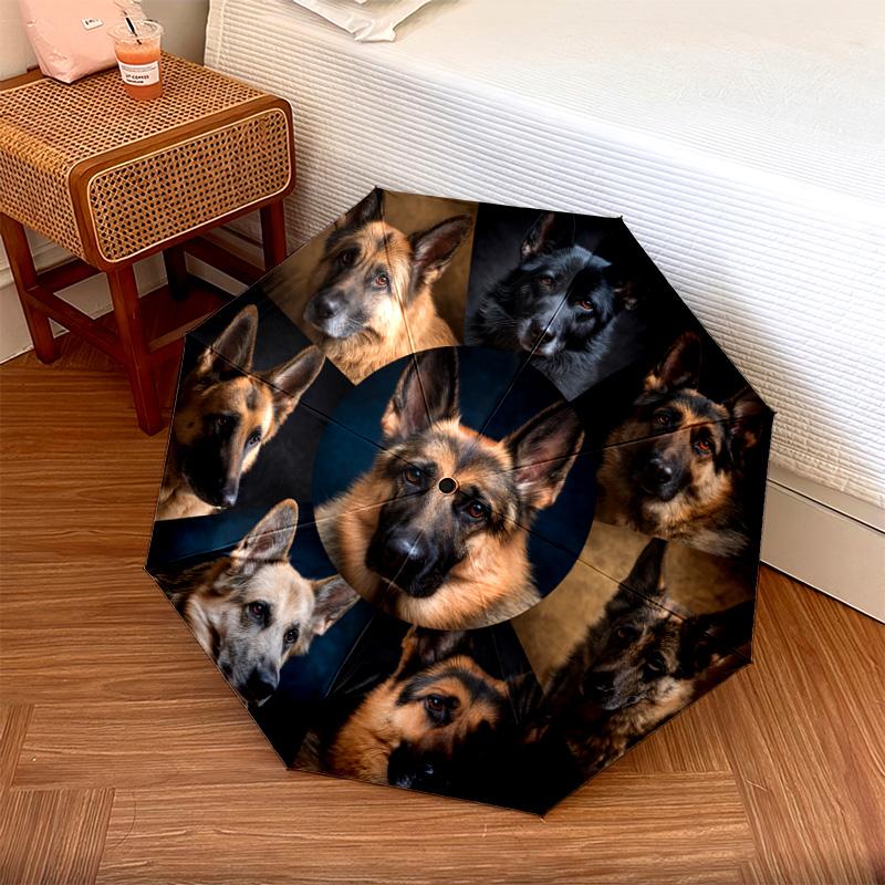 1 PC Automatic Folding Umbrella - German Shepherd Pattern, Portable & Foldable Design with 8 Ribs, Christmas Birthday Gifts