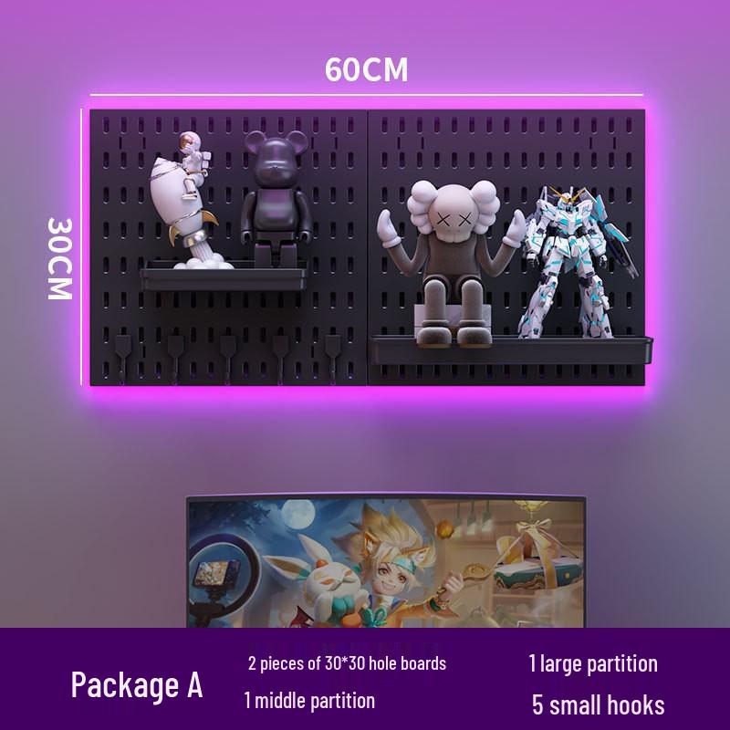 E-sports Pegboard Wall Display: DIY Headphone, Keyboard, Jay Chou Photo Storage, Punch-Free Mount Rack