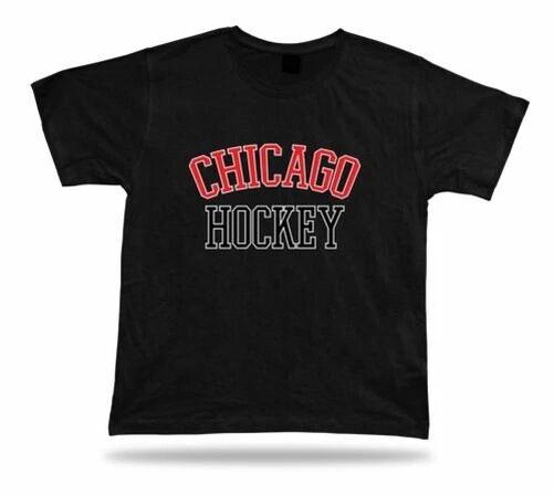 Chicago Hockey T Shirt Red White Black Il USA Ice Apparel Winter Design L