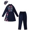 Women Printing Swimwear Muslim Bathing Suit with Cap Long Sleeve Swimsuit Full Coverage Swimming Suit 3 Pieces Sun Protection