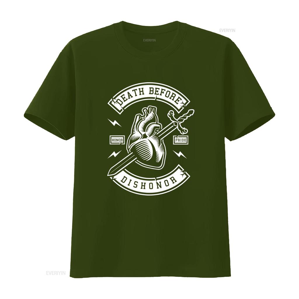 Death Before Dishonor T Shirt 100 Cotton Premium NEW Heart Sword Honor Pride Design Vintage Washed Stylish Slightly