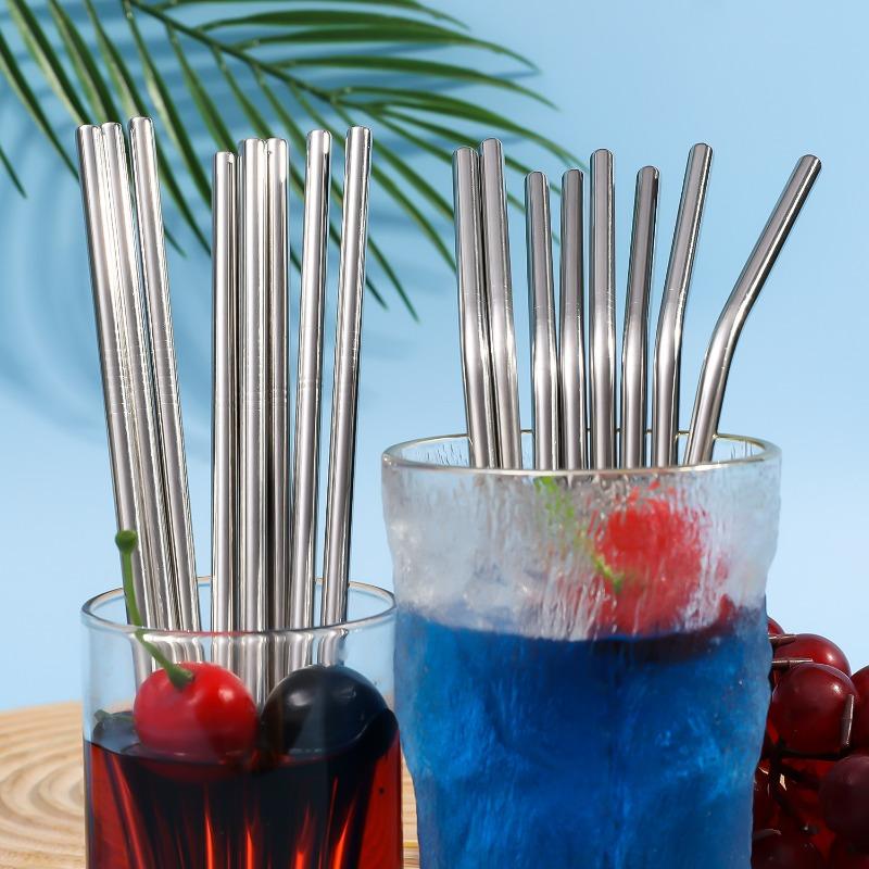 50/5x Stainless Steel Straw 304 Metal Drinking Straw for Party Kitchen Smoothie Milkshake Cocktail Hot Drinks Straight and Bent