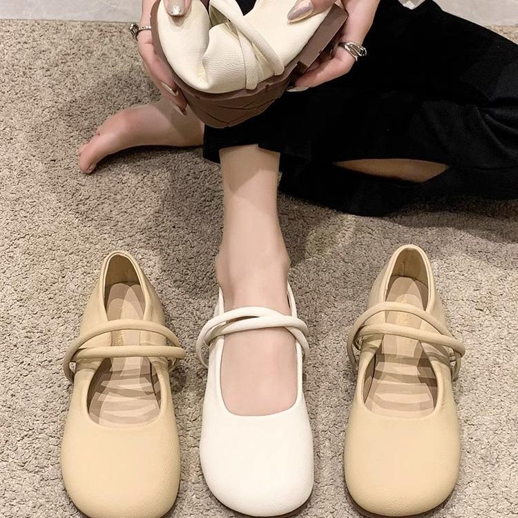 Evening Wind Gentle Shoes Girl 2025 New Fairy Wind with Skirt Mary Jane Single Shoes Flat Bottom Round Head Doudou Shoes