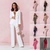 Ladies Solid Color Lapel Professional Suit Temperament Elegant Double-breasted Suits Women's Two-piece Set