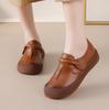 Ballerine da donna in vera pelle Scarpe da ginnastica sportive a testa larga allacciate da donna Mocassini vintage Antiscivolo Scarpe basse da passeggio Scarpe da mamma