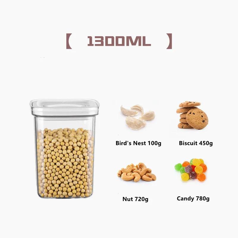 Rotating Cover Sealed Jar Food Storage Box Transparent Plastic Multigrain Tank Stackable Dried Storage Jars Kitchen Organizer