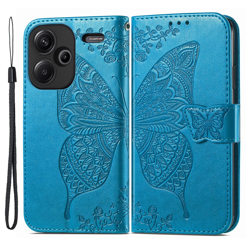

Чехол-кошелек для Xiaomi Redmi Note 13 Pro+ 5G с тисненым узором бабочки, из искусственной кожи Blue