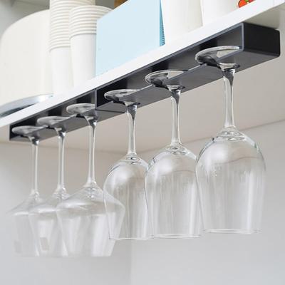 2Pcs Goblet Hanging Rack No Drill Wine Glass Holder Space-Saving Under Cabinet