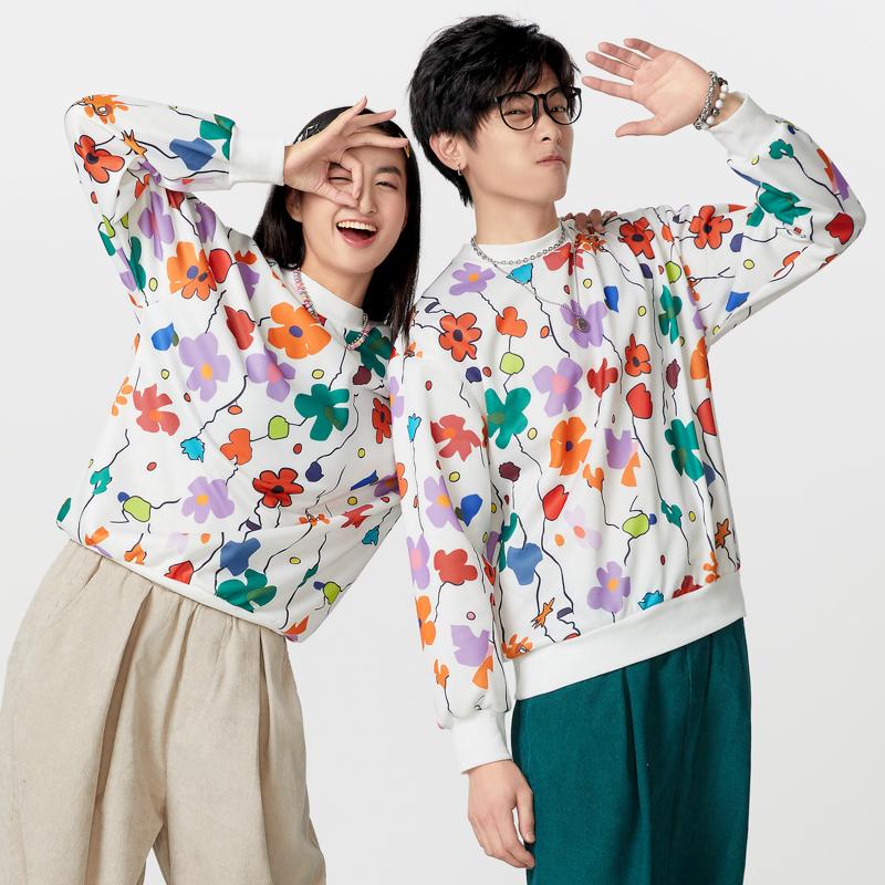 

Унисекс Женские Мужские Толстовки с Длинным Рукавом и Принтом, Повседневные Парные Пуловеры белый