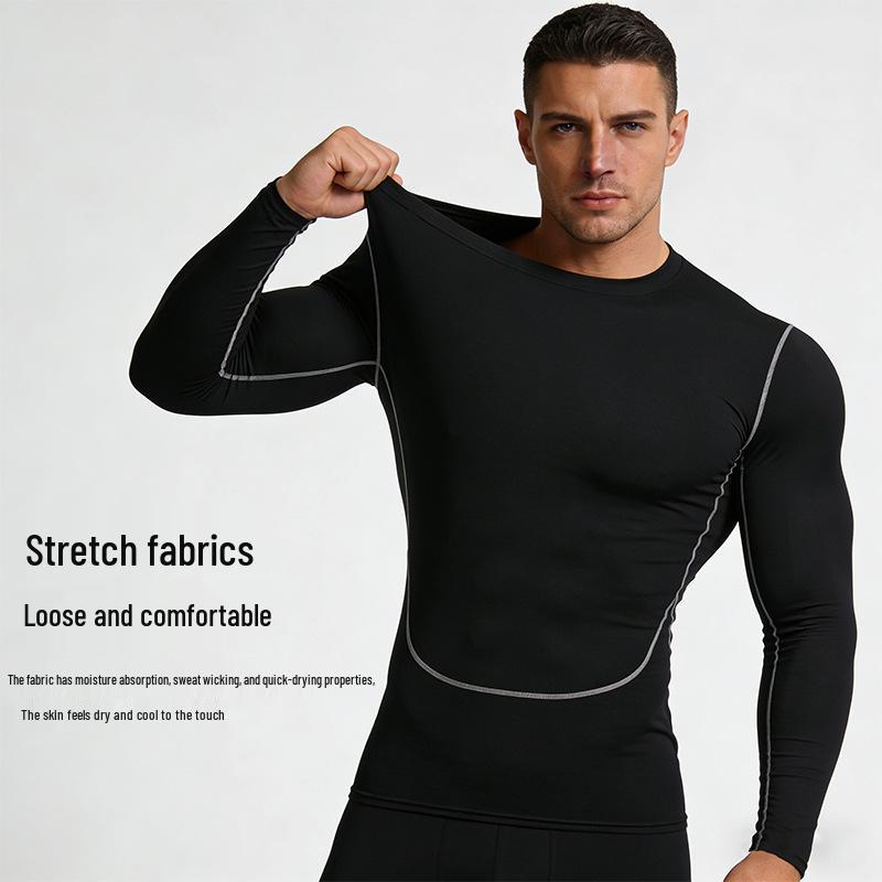 Erkek Uzun Kollu Kompresyon Spor Taban Katmanı - Hızlı Kuruyan ve Nefes Alabilen