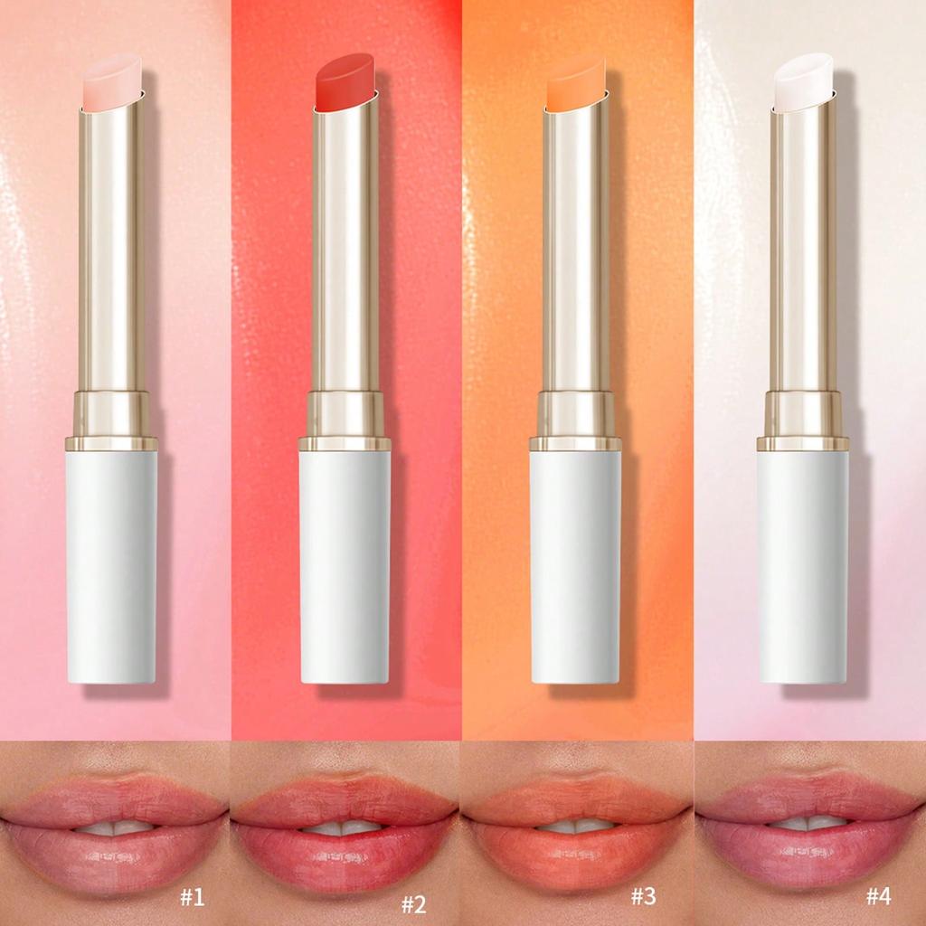 4-Color Temperature Changing Lipstick pH Reactive Moisturizing Translucent Formula Natural Shiny Makeup Effect Lip Care for Dry Lips