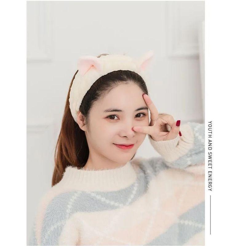 Honeyfluff - Chenille Animal Ear Face Wash Headband