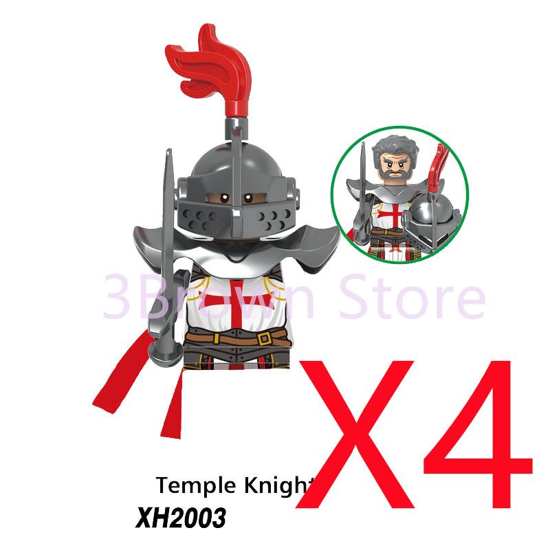 MOC Medieval Building Blocks Castle Knights Army Soldiers Warrior Accessories Warhorse Helmets Shields Armor Toy Gifts S036 DIY