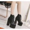 Europe and America Style Sexy High Heels 15 Cm Crude with Super High Heel Women's Boots Ankle Boots Classic Fashion Short Boots